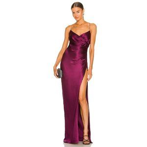 The Sei X REVOLVE Strappy Gathered Gown Plum Purple Silk Long